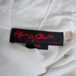 Alice & Olivia Air White Linen Hooded Open Front Layered Shrug L
