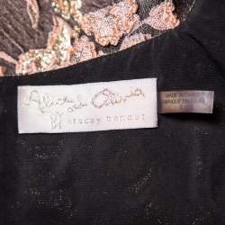 Pre Owned Alice + Olivia Brown Lurex Floral Jacquard Top S