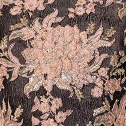 Pre Owned Alice + Olivia Brown Lurex Floral Jacquard Top S