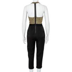 Pre Owned Alice + Olivia Black Crepe Sequin Embellished Jeri Jumpsuit S