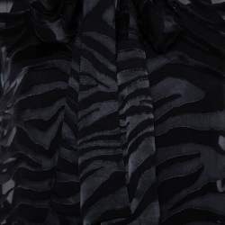 Pre Owned Alice + Olivia Black Burnout Silk Neck Tie Detail Button Front Shirt L