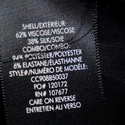 Pre Owned Alice + Olivia Black Burnout Silk Neck Tie Detail Button Front Shirt L