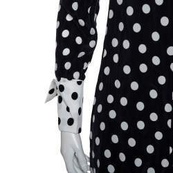 Alice + Olivia Black Polka Dot Crepe Shirt Dress S