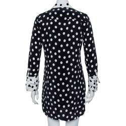 Alice + Olivia Black Polka Dot Crepe Shirt Dress S