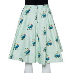 Alice + Olivia Mint Green Earla Printed Cotton Flared Skater Skirt S
