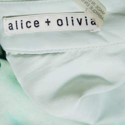 Alice + Olivia Mint Green Earla Printed Cotton Flared Skater Skirt S