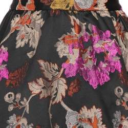 Pre Owned Alice + Olivia Black Brocade High Waist Flared Earla Skirt S