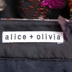 Pre Owned Alice + Olivia Black Brocade High Waist Flared Earla Skirt S