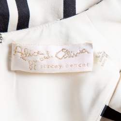 Pre Owned Alice + Olivia Beige & Black Striped Cotton Pleated High Low Hem Aveena Gown S