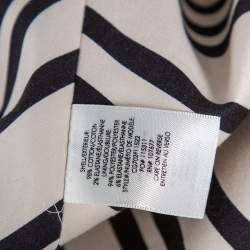 Pre Owned Alice + Olivia Beige & Black Striped Cotton Pleated High Low Hem Aveena Gown S