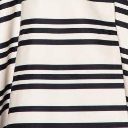 Pre Owned Alice + Olivia Beige & Black Striped Cotton Pleated High Low Hem Aveena Gown S