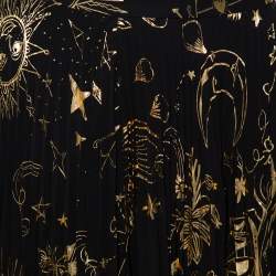 Pre Owned Alice + Olivia Black Metallic Sun Printed Plisse Maxi Skirt S