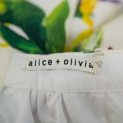 Pre Owned Alice + Olivia White Floral Printed Cotton Flared Maxi Skirt S