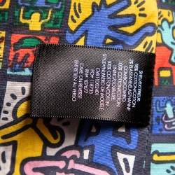 Pre Owned Alice + Olivia & Keith Harring Green Denim Patchwork Detail Russo Jacket M