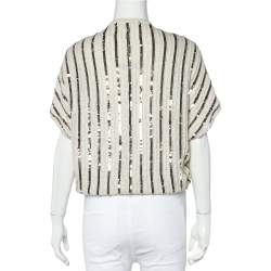 Alice + Olivia Oatmeal Cotton Sequin Embellished Harlow Shrug M