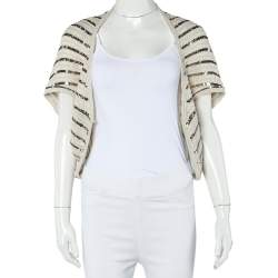 Alice + Olivia Oatmeal Cotton Sequin Embellished Harlow Shrug M