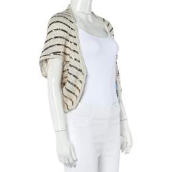 Alice + Olivia Oatmeal Cotton Sequin Embellished Harlow Shrug M