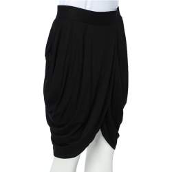 Alice + Olivia Black Jersey Tulip Draped Skirt M