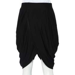 Alice + Olivia Black Jersey Tulip Draped Skirt M