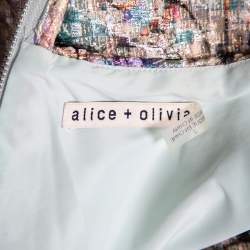 Pre Owned Alice + Olivia Metallic Jacquard Cutout Detail Mini Dress S