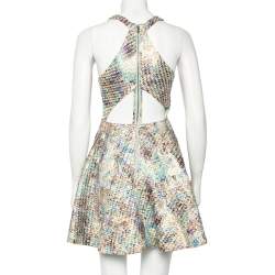 Pre Owned Alice + Olivia Metallic Jacquard Cutout Detail Mini Dress S