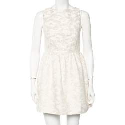 Alice + Olivia Off-White Lurex Jacquard Open Back Lillyanne Dress S