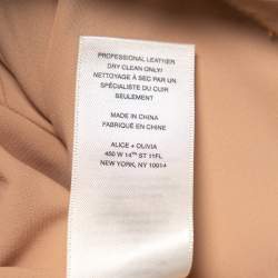 Pre Owned Alice + Olivia Camel Brown Leather Pleat Detail Mini Skirt M