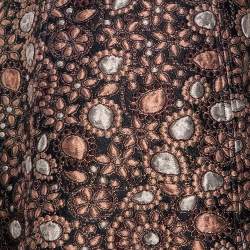 Pre Owned Alice + Olivia Metallic Floral Brocade Sleeveless Plunge Neck Mini Dress S