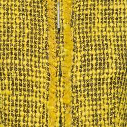 Alice + Olivia Yellow Tweed Hook Front Collarless Celeste Jacket M