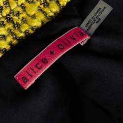 Alice + Olivia Yellow Tweed Hook Front Collarless Celeste Jacket M