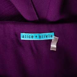 Pre Owned Alice + Olivia Purple Silk Chiffon Sleeveless Sheer Overlay Top M