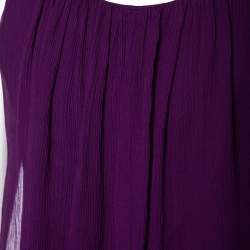 Pre Owned Alice + Olivia Purple Silk Chiffon Sleeveless Sheer Overlay Top M