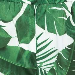 Pre Owned Alice + Olivia White Tropical Leaves Printed Georgette Benny Pants XS