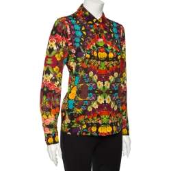 Pre Owned Alice + Olivia Multicolored Silk Kaleidoscopic Floral Print Shirt M