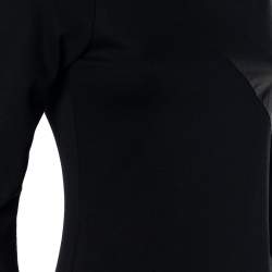 Pre Owned Alice + Olivia Black Jersey Leather Paneled Sheath Dress M