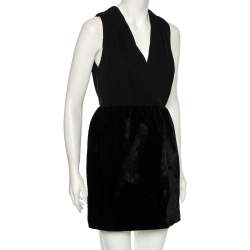 Alice + Olivia Black Silk & Synthetic Riva Gathered Pouf Skirt Dress M