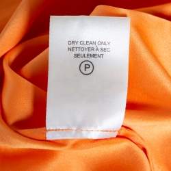 Pre Owned Alice + Olivia Orange & Pink Silk Plunge Neck Tie-Up Detail Top S