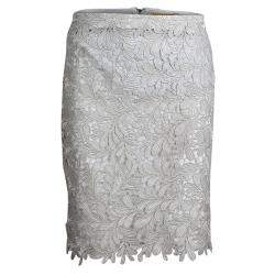 Pre Owned Alice + Olivia Silver Lace Overlay Skirt S