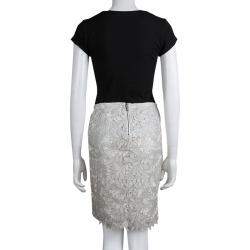 Pre Owned Alice + Olivia Silver Lace Overlay Skirt S