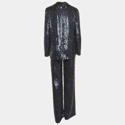 Alice + Olivia Navy Blue Sequin Embellished Single Breasted Suit M
