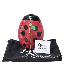 Pre Owned Alice + Olivia Red/Black Epi Leather Lady Bug Pouch