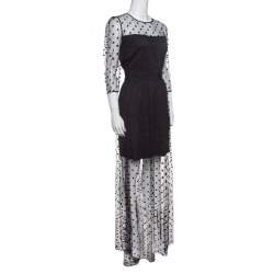 ALICE by Temperley Black Polka Dotted Celia Maxi Dress L