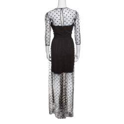 ALICE by Temperley Black Polka Dotted Celia Maxi Dress L