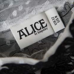Alice by Temperley White Dotted Tulle Contrast Floral Lace Applique Evelyn Top M