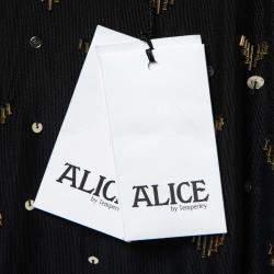 Pre Owned فستان آليس باي تيمبيرلي تول مرن مزخرفة مستقيمة أسود و ذهبي S