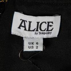 Pre Owned فستان آليس باي تيمبيرلي تول مرن مزخرفة مستقيمة أسود و ذهبي S