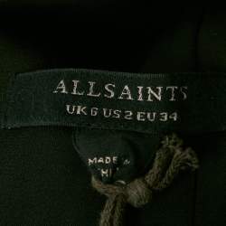 Pre Owned All Saints Brown Leopard Print Tulle Pleated Midi Dress S