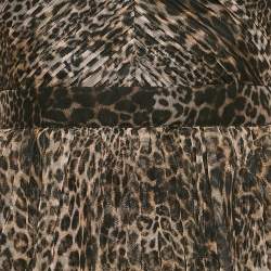 Pre Owned All Saints Brown Leopard Print Tulle Pleated Midi Dress S
