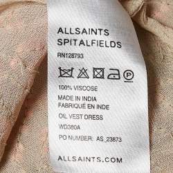 مملوكة مسبقًا AllSaints Beige Sequin Crepe Sleeveless Raw-Edge Mini Dress M
