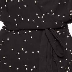 Pre Owned All Saints Black Star Embroidery Crepe  Mini Wrap Gracie Nala Dress L